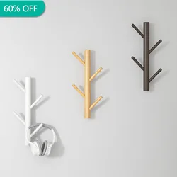 Wooden Hanging Coat Rack Wall Hook Clothes Hanger Living Room Bedroom Decoration Hanger Wall Shelves 4 Hooks