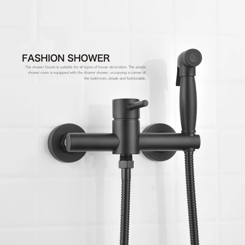 Black all brass Shower head Spray set Hot Cold water Mixer Valve faucet with 1.5m Hose,Copper Handheld Shower nozzle jet Set