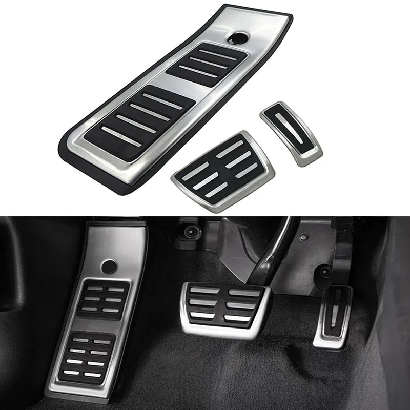 

For Audi A6 C8 2019 2020 Stainless Steel AT Sedan Auto Stainless Steel Fuel Brake Footrest Pedal Car Pedals Pad 3pcs