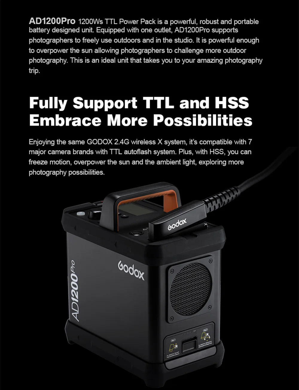 Godox AD1200Pro AD1200 プロ 1200Ws 2.4 グラム ttl 1/8000 hss 40