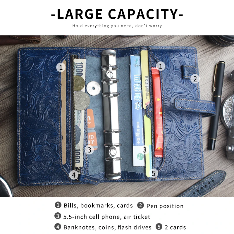 A6 Leather Business Notebook Handmade Genuine Leather Diary Vintage Loose Leaf Planner Traveler's Note Book Sketchbook