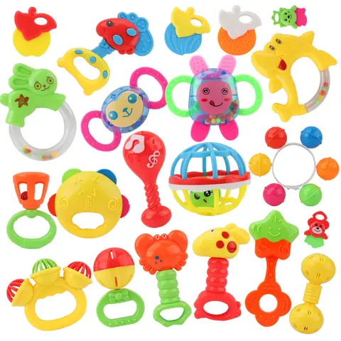 아기 딸랑이 장난감 유아 셰이커 Teether 딸랑이 장난감 조기 교육 아기 잡아 셰이커 손 개발 Teether 장난감 신생아