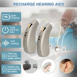 Hearing Aids Rechargeable Mini Portable BTE Sound Amplifiers Wireless Adjustable Audifonos for Elderly Severe Loss Drop Shipping