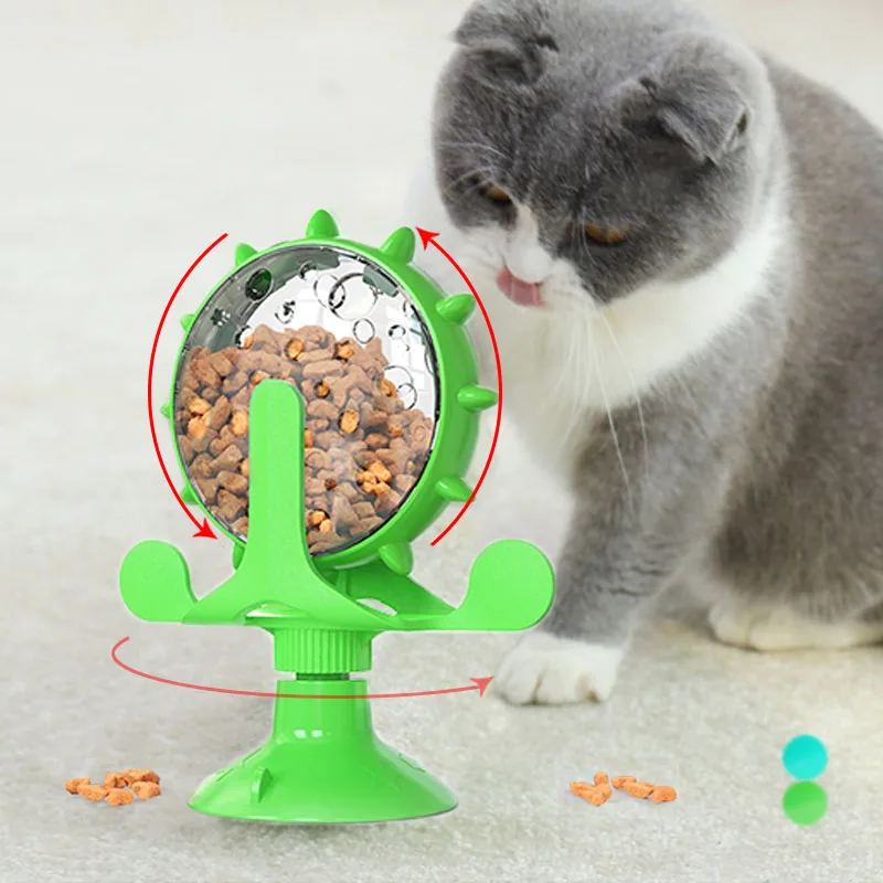 

Interactive Cat Food Toy Treat Teaser For Cats Training Iq Puzzle Rotating Turntable Slow Feeder Bowl For Cat Interesting Thing