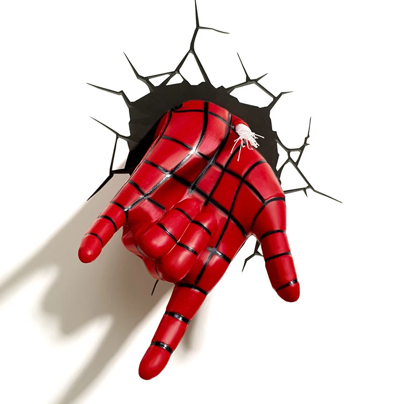 Acecorner Spider Man Face Head Superhero 3D LED Wall Lamp Creative Avengers Marvel Night Light for Christmas Boys Child Gifts