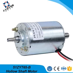 DC12V 24V 80W 8000RPM Fish Float Hollow Double-Shaft Motor With Tapered Shaft 4mm and 10mm Hollow Shaft For Grinding