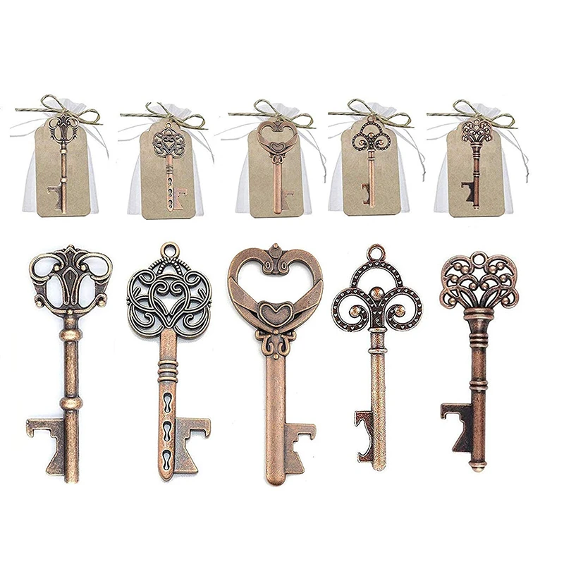 1pc Vintage Key Bottle Opener For Decor Wedding Souvenir Pendant Portable Easy Open Beer Beverage Can Opener Kichen Bar Tool