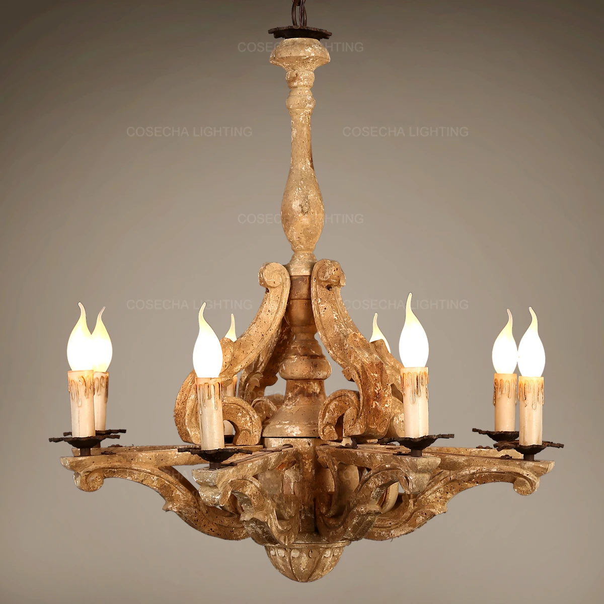 

Carved Wooden Chandelier European Style Retro Hanging Light Vintage Living Room Suspension Lustre Antique Bedroom Kitchen Lights