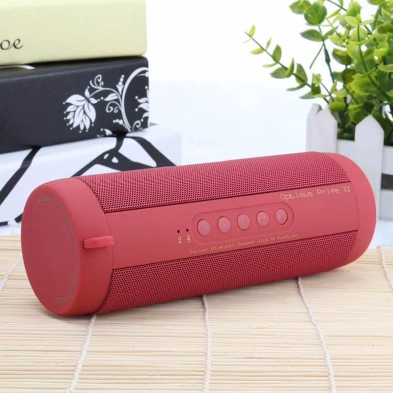 Bluetooth Speaker Bass Waterproof Portable Outdoor Wireless Column Loudspeaker Support TF Card FM Radio Red Blue Black Green