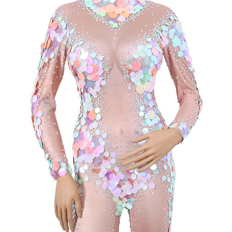 Sexy Mermaid Sequin Stage Jumpsuit Vrouwen Carnaval Party Bodysuits Crystal Jumpsuit Viering Gelegenheid Kleding Danser Kostuums