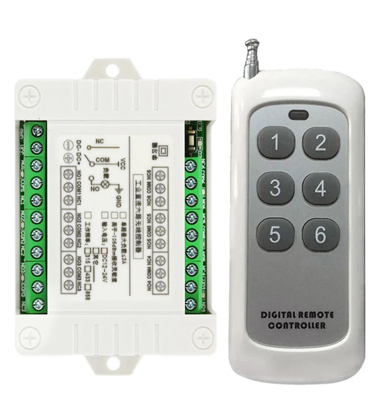 DC 12V 24V 6 CH Channels 6CH RF Wireless Remote Control Switch Remote Control System receiver transmitter 6CH Relay 433 MHz