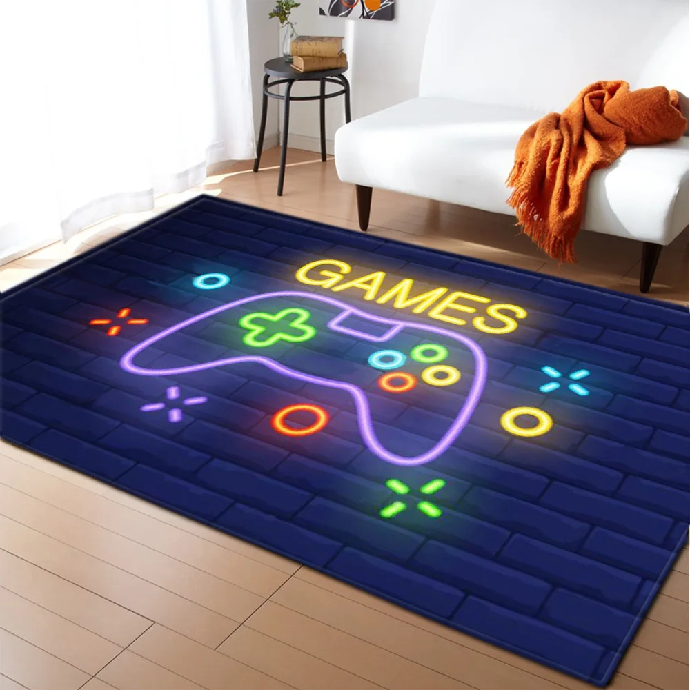 

Cartoon Kids Playing Area Rugs 3D Game Controller Printed Carpets Anti-Slip Child Bedroom Play Crawl Floor Mat Kid Gamer Big Rug