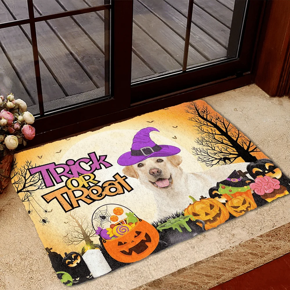 

CLOOCL Halloween Labrador Retriever Doormat Decor 3D Print Carpet Flannel Non-Slip Doormat Absorbent Carpet for Bathroom Porch