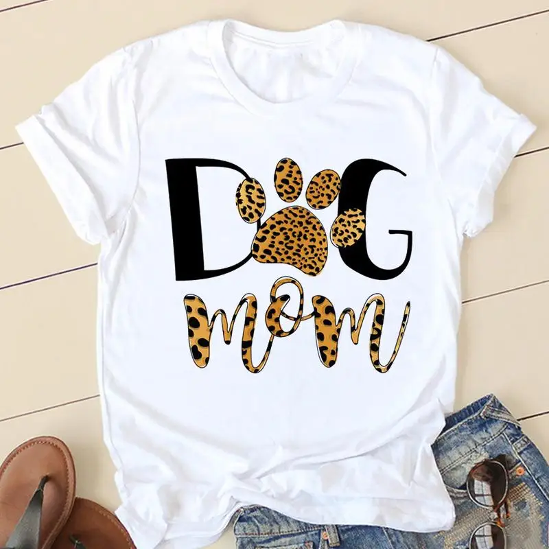 Women Star Dog Paw Funny T-shirts Lady Fashion Clothing Short Sleeve Cartoon Clothes Spring Summer Female Tee Graphic Tshirt