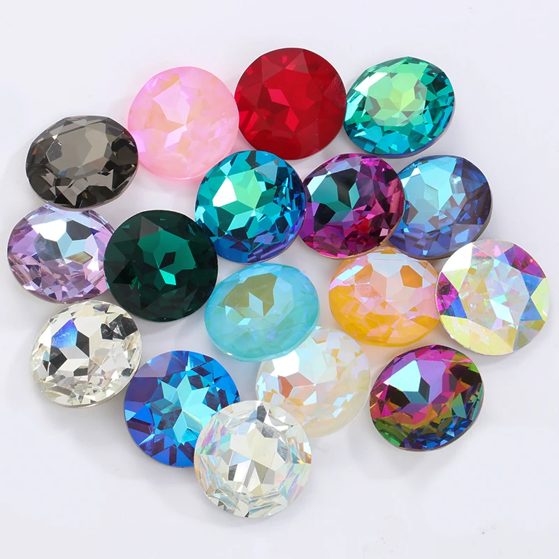 Pipatian 1/5/9 Uds. 27MM piedras preciosas redondas grandes diamantes de imitación de alta calidad para manualidades flor de cristal Rivoli suelta