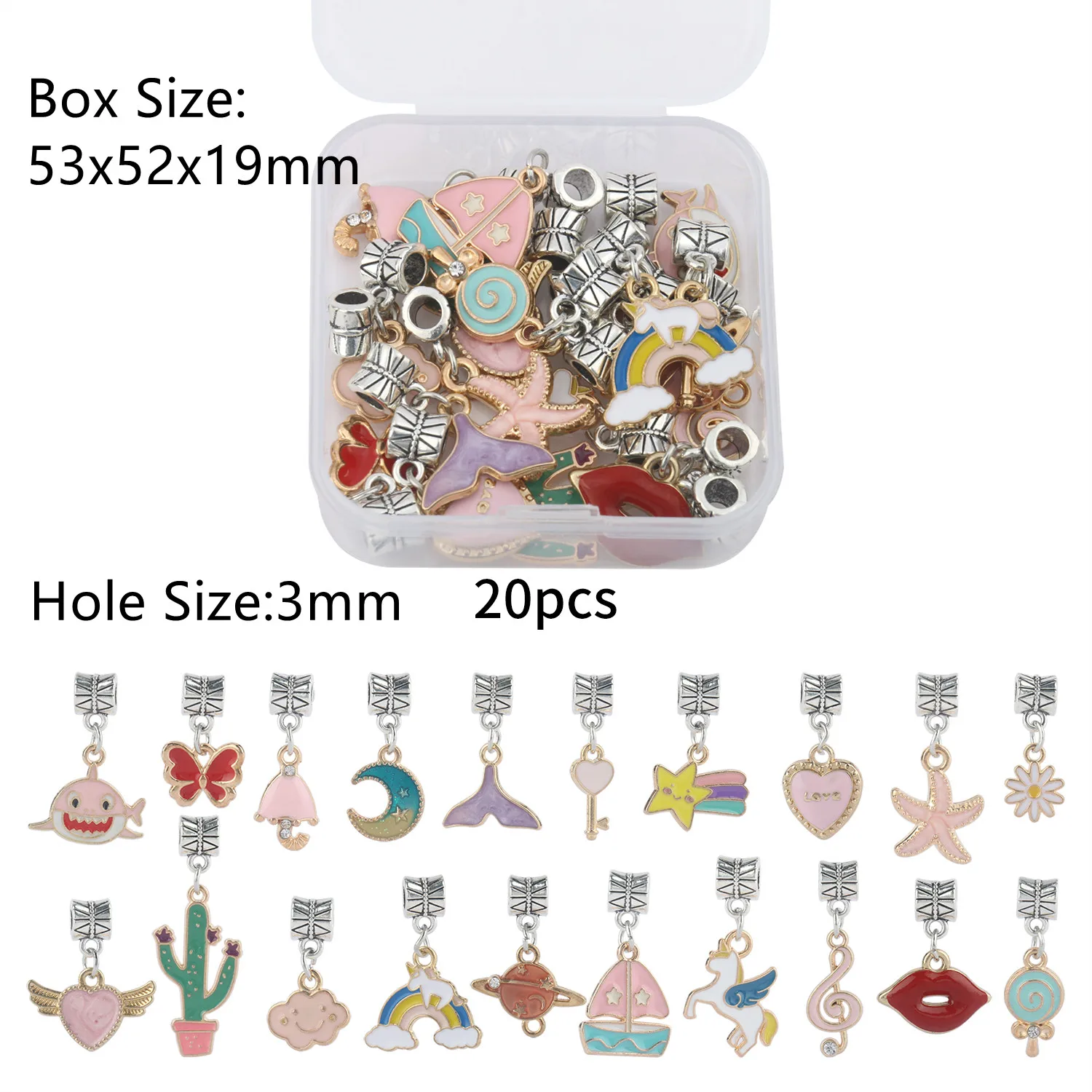 Mixed Alloy Big Hole Rhinestone Beads Sets Spacer Pendant Charms Beads For DIY Jewerly Making Accessories Bracelet Neacklace