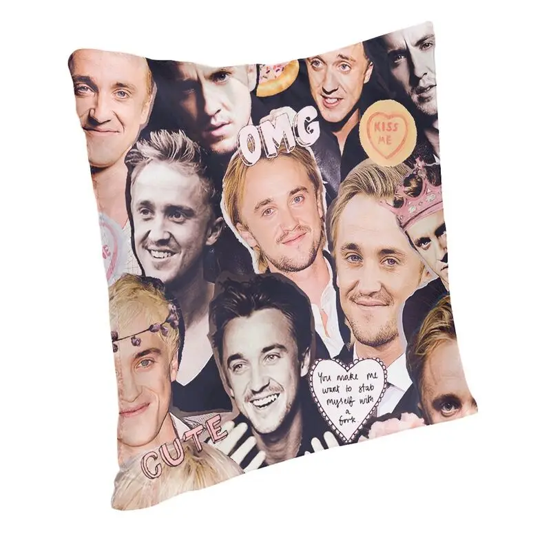 Tom Felton Funny Meme Collage Throw Pillow Cases Living Room Decoration Sofa Cushion Cover Square Pillowcase