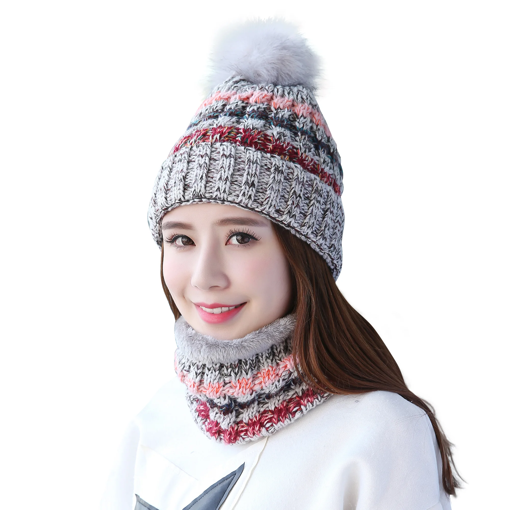 

Connectyle Womens Winter Beanie Hat Soft Fleece Lined Circle Scarf Set Thick Warm Fuzzy Acrylic Knit Hat Neck Scarves