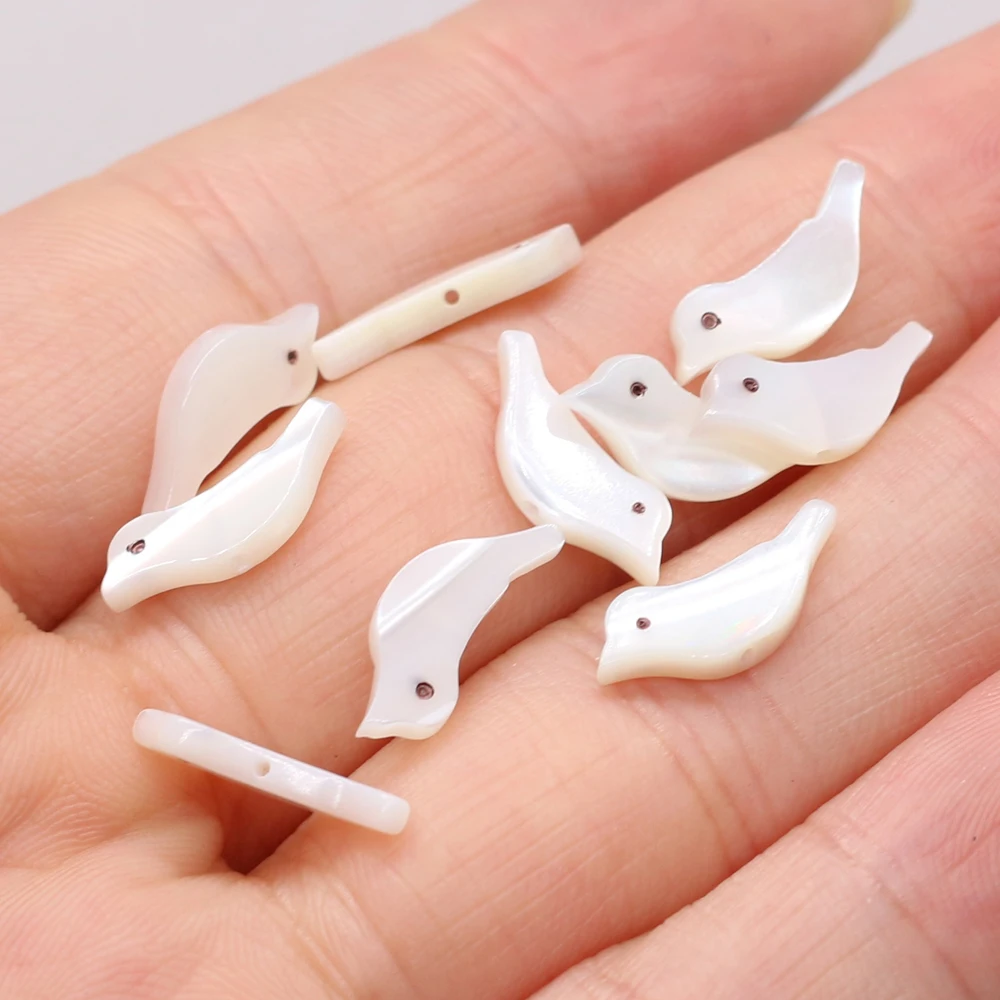 5Pcs Cute White Bird Shell Beads Bird Shape Natural MOP Mother of Pearl Beads For Jewelry Making DIY Necklace Earring Bracelet