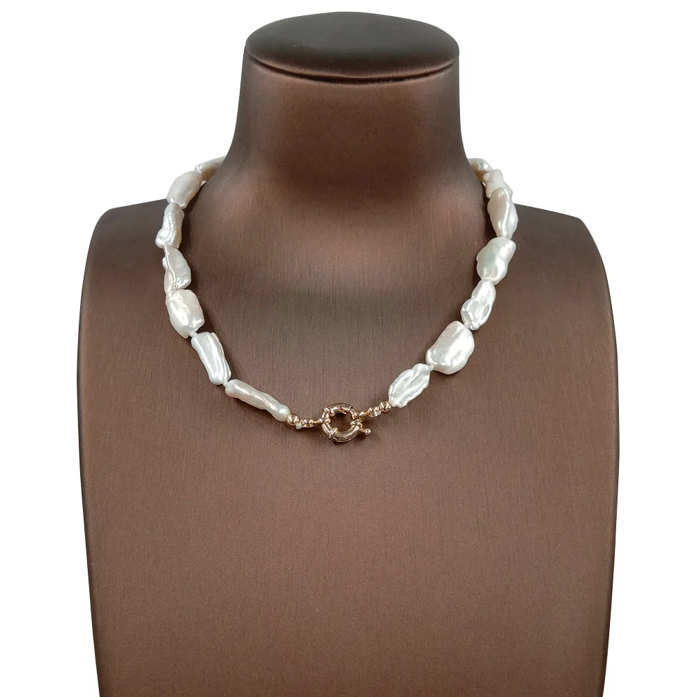 16 INCH -22 INCH CHOKER NECKLACE ,100% NATURE FRESHWATER PEARL ,ABOUT 9X25 mm BIG BIWA BAROQUE PEARL