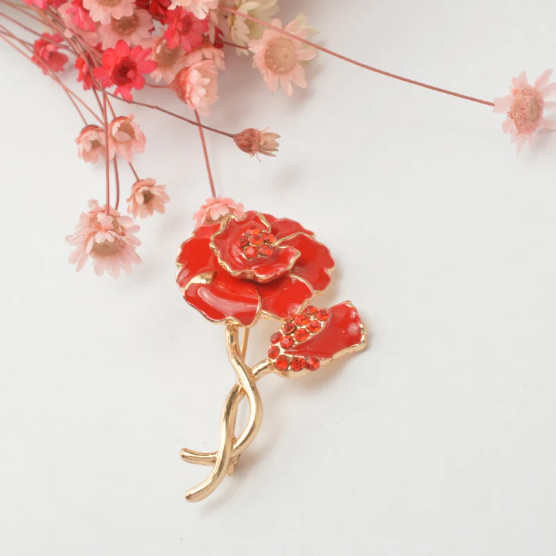 Manufacturers direct Korean drops of oil flowers clothing inlaid rhinestone corsage poppy brooch brooch wholesale customization