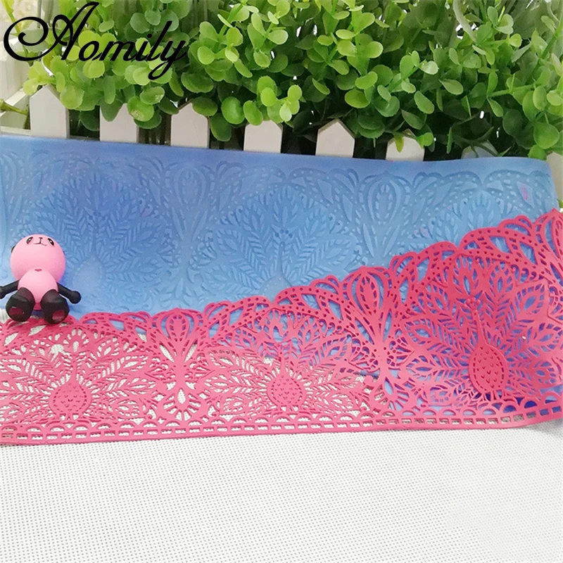 Amoliy Peacock Lace Icing Mat Silicone Mold Cake Decorating Tools Fondant Icing Pad Baking Accessories Molde Silicona Pasteleria