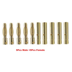 10Pcs/5Pair Bullet Banana Plug 2mm 3mm 3.5mm 4mm Female Male Connector Copper Banane Plug Socket For Battery Parts Head
