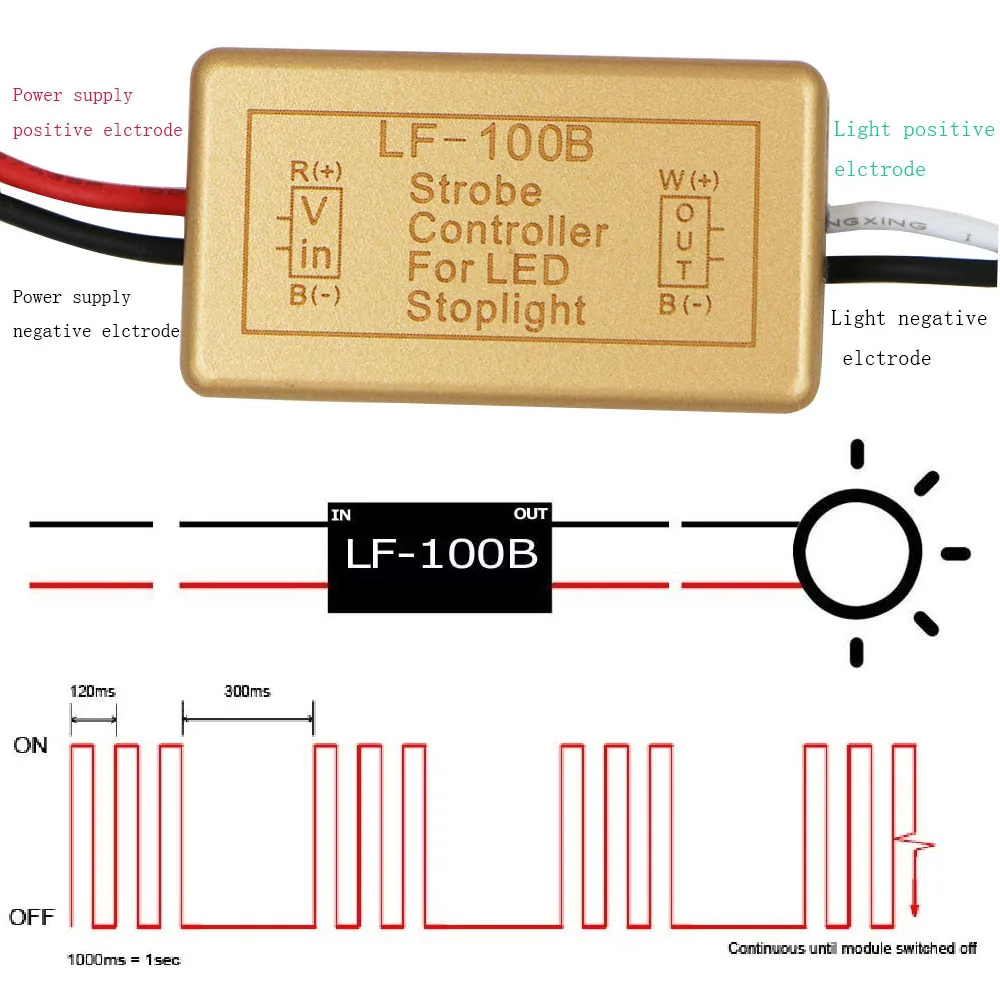 YSY 2PCS Brake Lights Strobe Controller Stop Signal-Lamp Pulsing Control Module ,LF-100B Relays,Safty Car Accesscories 9-30V