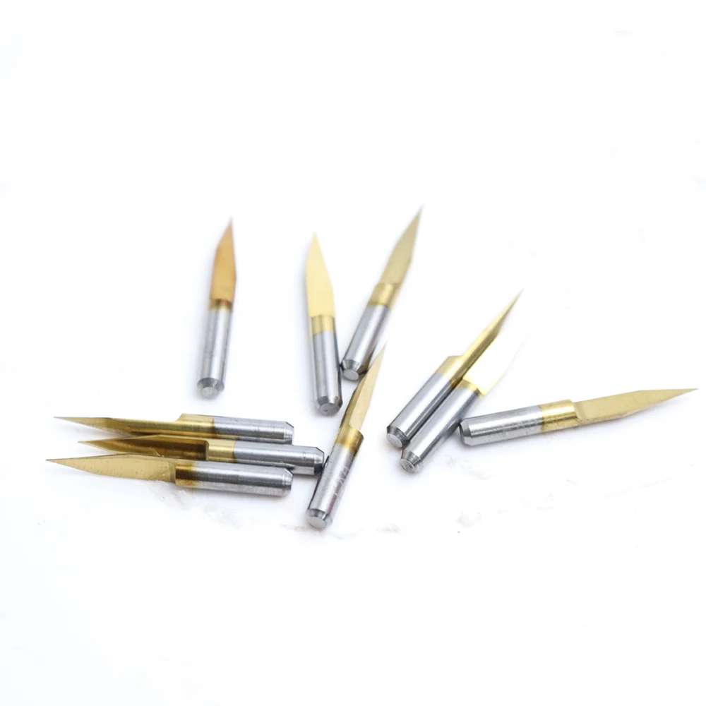 10Pcs ดีบุกเคลือบ3.175Mm Shank PCB แกะสลัก Bit 15/20/30/45/60องศา PCB เครื่อง router Bit Milling เครื่องมือ V รูปร่างแกะสลัก Cutte