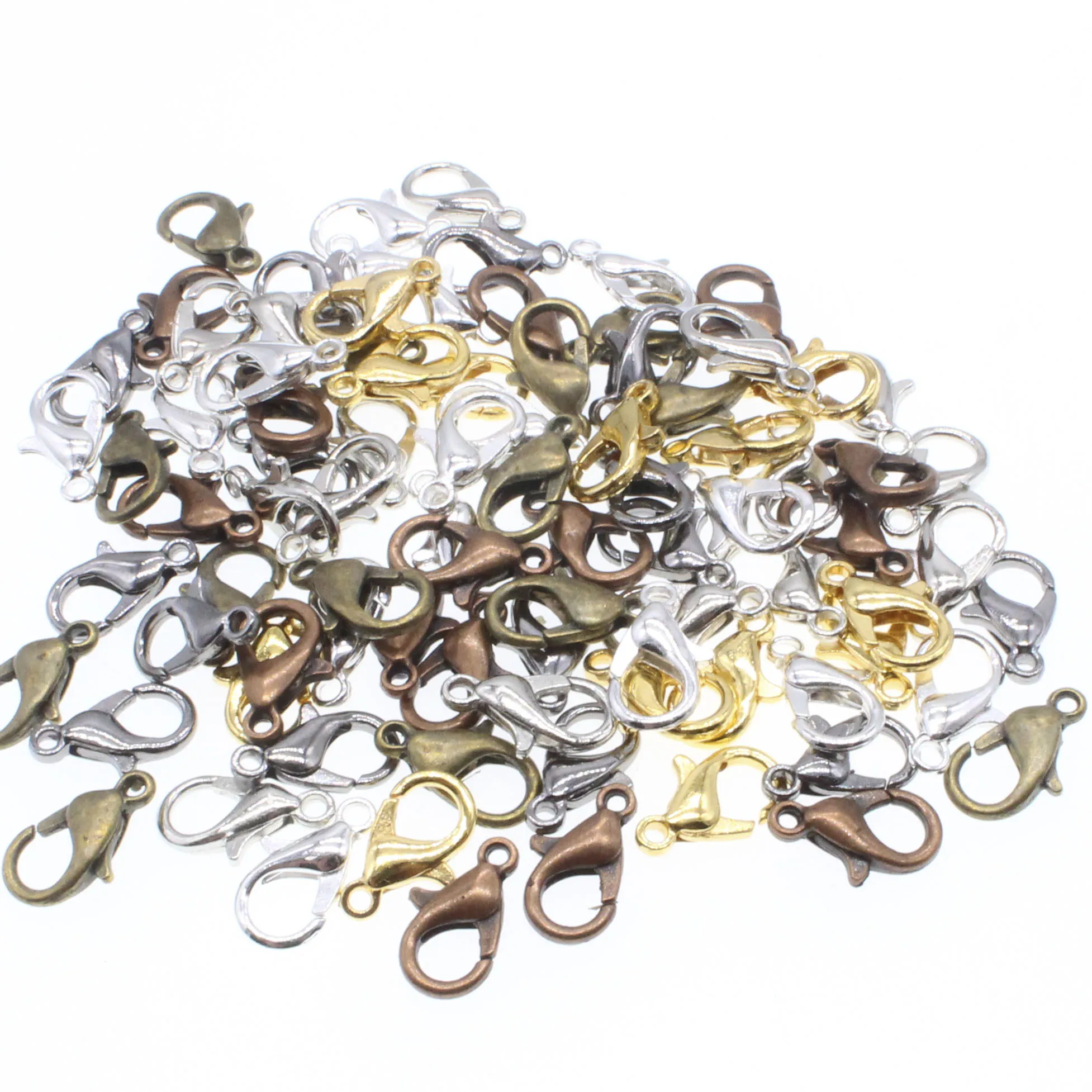 10mm/12mm/14mm/16mm/18mm/21mm 9 Colors Plated Fashion Jewelry Findings,Alloy Lobster Clasp Hooks for Necklace&Bracelet Chain DIY