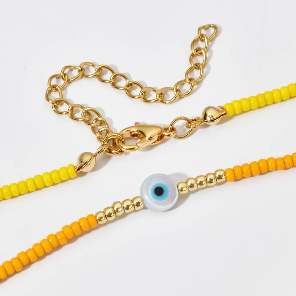 ZMZY Boho Thin Fashion Necklace Colorful Miyuki Beads Necklace Cute Evil Eye Charm Necklaces For Women  Jewelery Collier