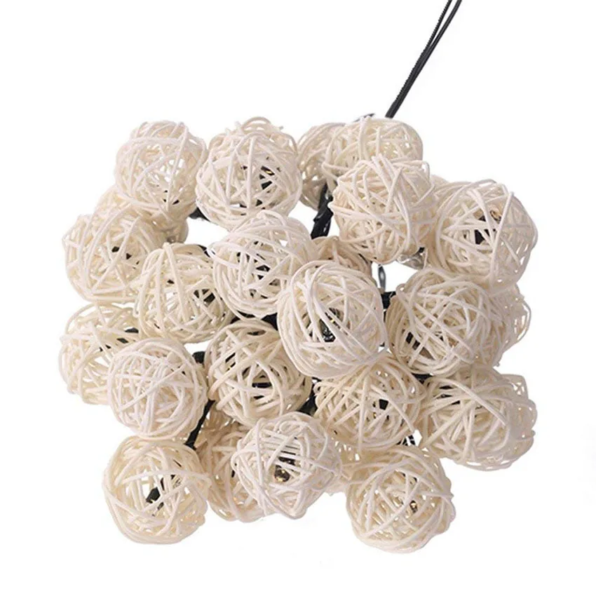 Zonne-energie 20/30/50 Led Rotan Ball String Lights Outdoor Kerstvakantie Patio Garland Wedding Party Decoratie Verlichting