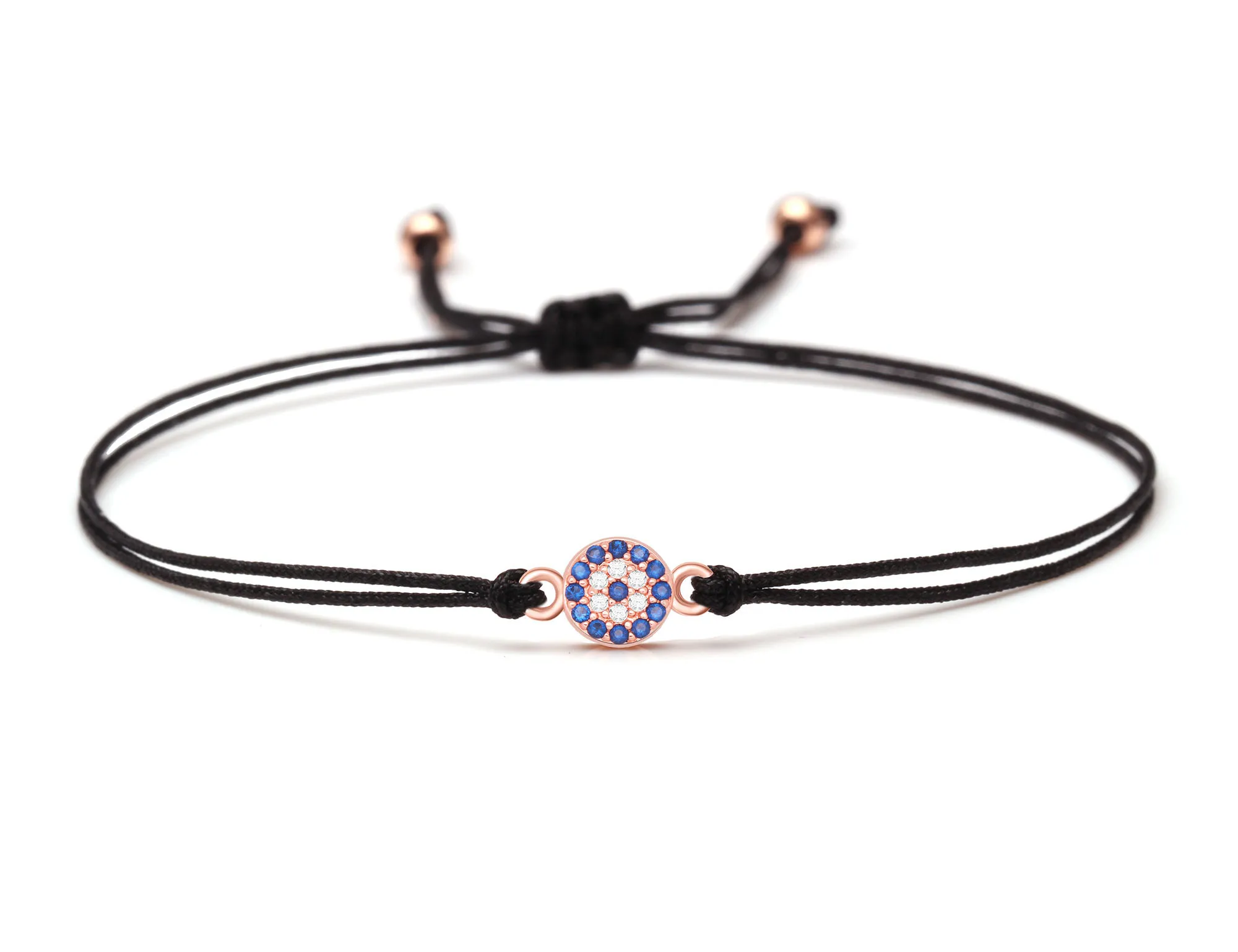 White Cubic Zirconia Crystal Blue Copper Evil Eye Charm Bracelet Women Girl CZ Turkish Eye CZ Red Pink Black String Jewelry Gift