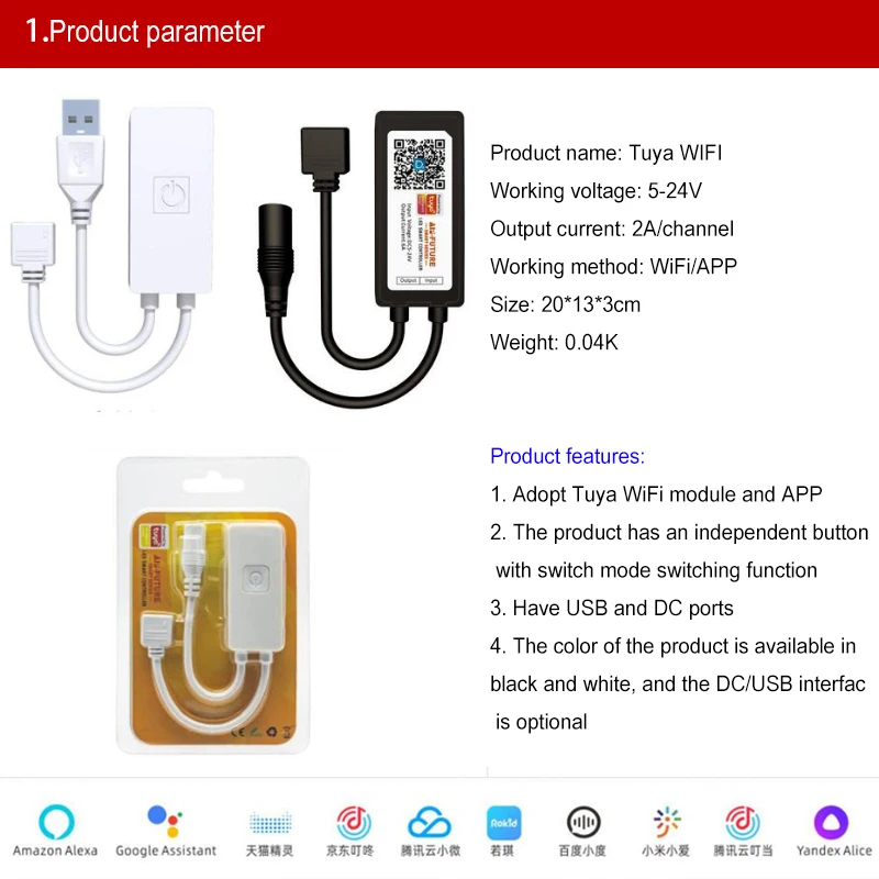 Smart Tuya Wifi Mini Rgb Led Controller DC5-24V Alexa Google Voice Ios Android App Controle Dc Usb Interface Voor Rgb strips