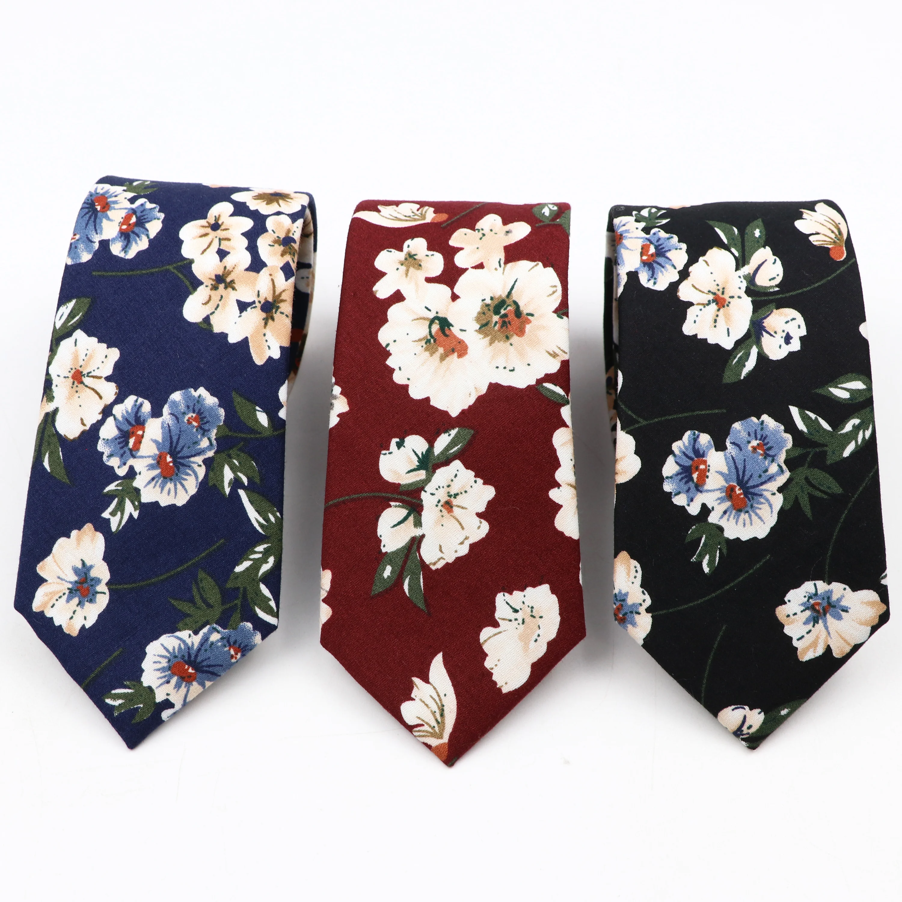 

New Men's 100%Cotton Floral Neckties Skinny Cravate Narrow 6.5cm Width Tie For Wedding Party Dinner Date Daily Wear Accessories