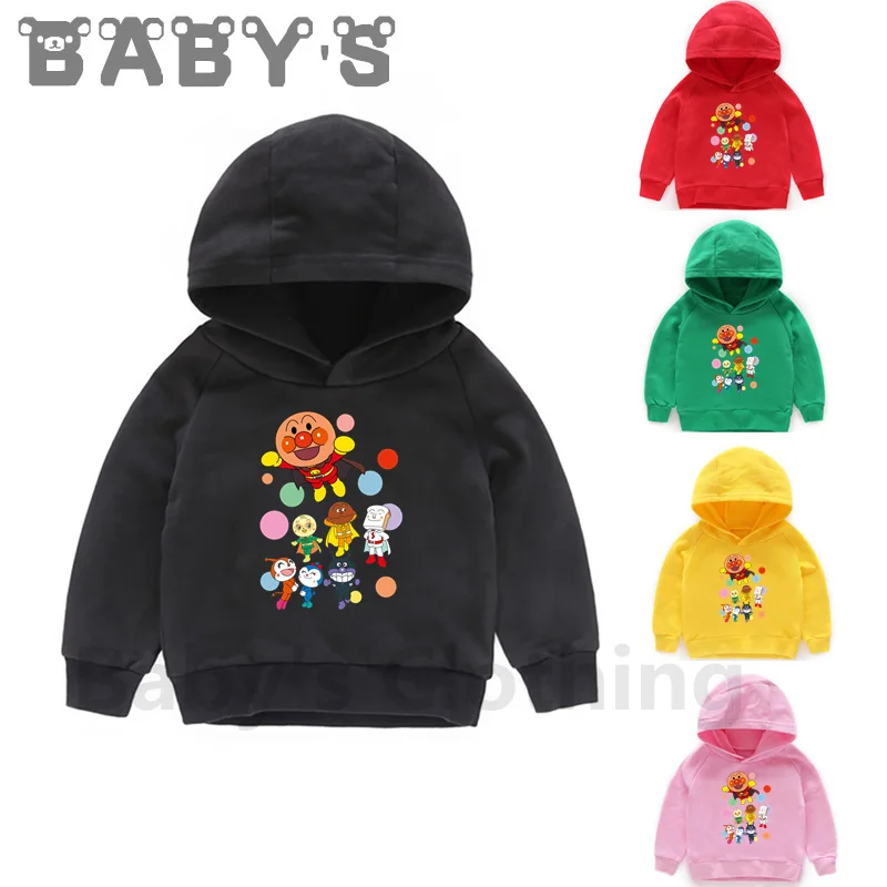 Children Hooded Hoodies Kids Anpanman & Baikinman Cartoon Sweatshirts Baby Pullover Cute Tops Girls Boys Autumn Clothes,KMT5254