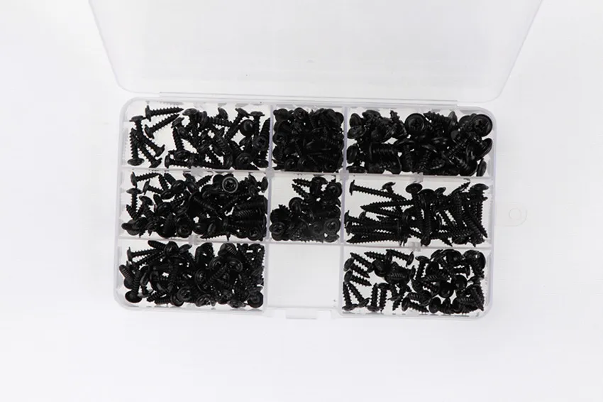 

340pcs Pan Head Tapping Screws M3/M4/M3.5/M4.8 Carbon Steel Self Tapping Screw Set Assortment Kit Black Furniture Tornillos