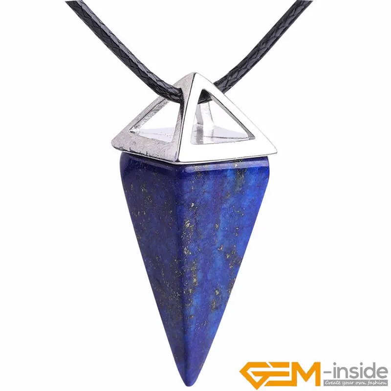 Pyramid Wand Natural Stone Dowsing Chakra Pendulum For Divination Reiki Energy Healing Pendant For Women Gifts Lapis Lazuli