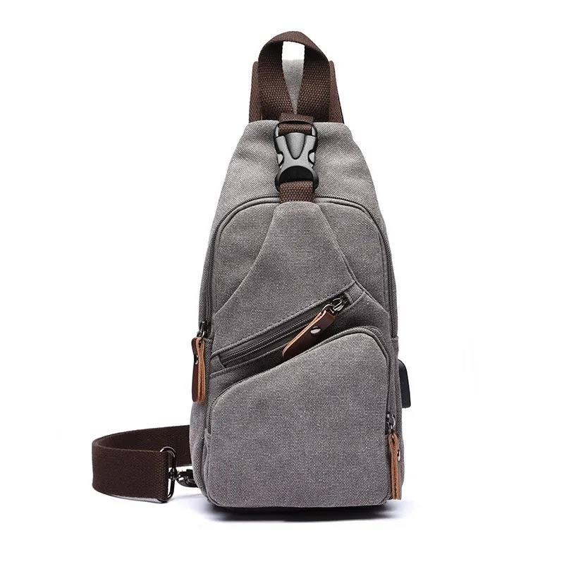 USB Charging Backpack Canvas Cross Body Bag Shoulder Sling Bagpack Men Travel Rucksack For Teenage Mochila Masculina