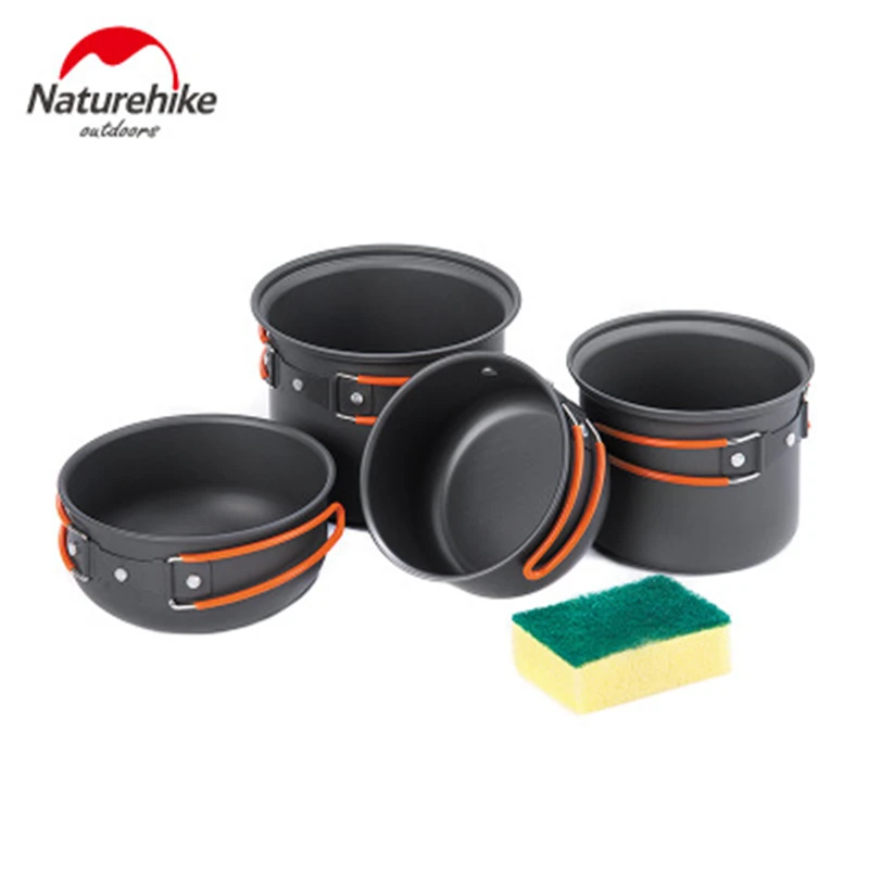 

Naturehike Camping Cookware 4 In 1 Pot Set Portable Tableware Outdoor Tableware Utensils Travle Camping Picnic Hiking