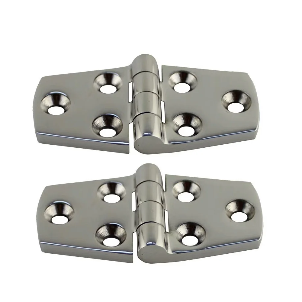 2PCS Stainless Steel 316 Cast Door Strap Hinge With 6 Holes 76mm 102mm Mirror Polishing Marine Hinges Boat Hardware