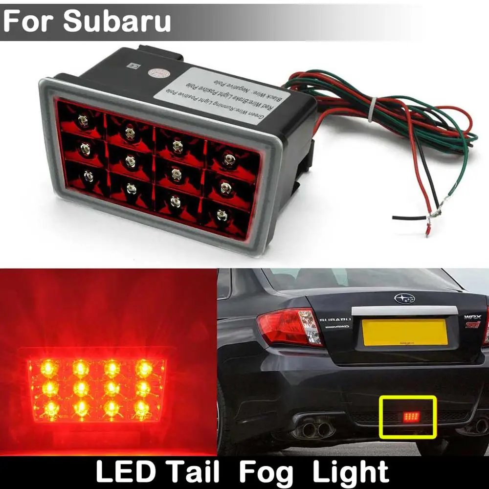 

For Subaru WRX/STI Impreza XV Crosstrek Red Lens LED Rear Fog Brake Light Tail Lamp