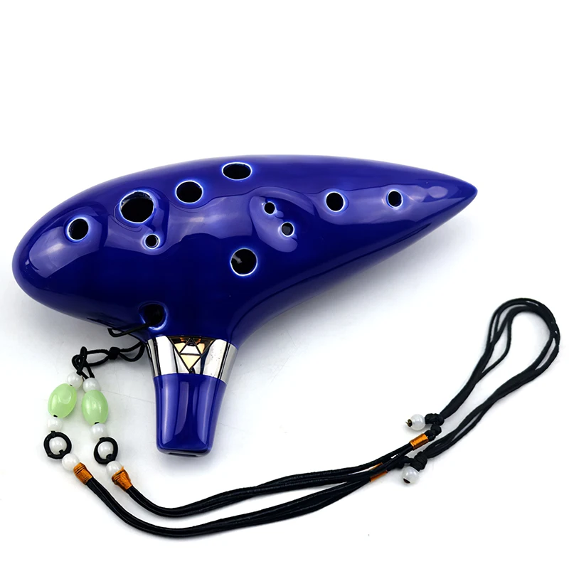 Base de support de main en céramique bleue pour mélomanes, collecteur Ocarina 12 trous, instrument de musique