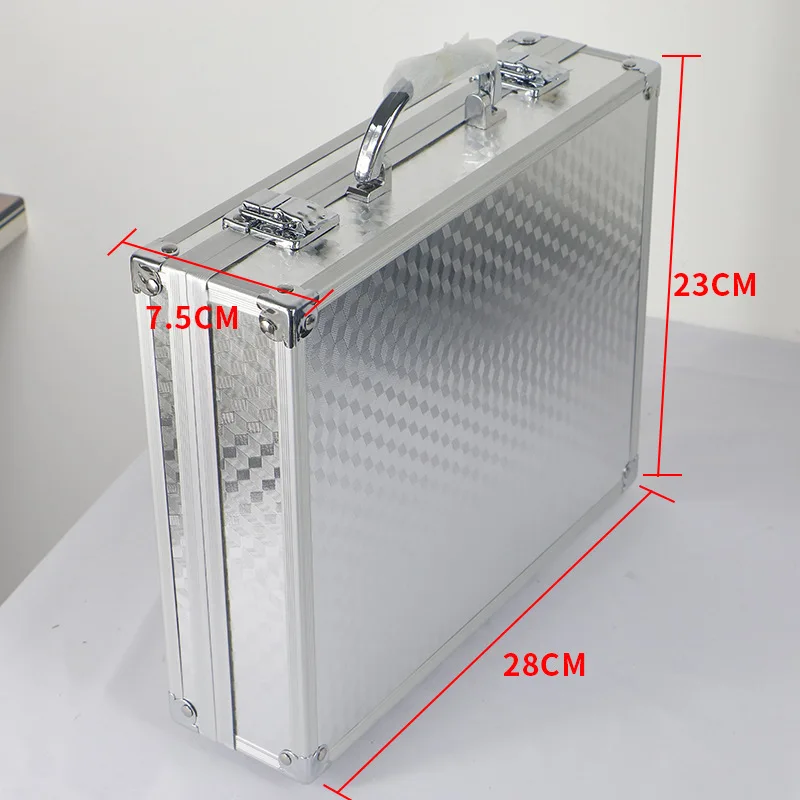 Top Aluminum Protective Case Storage Box with Sponge Compartment for Microphone Sound Card Mixer Accessories