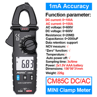 Mestek Digital Clamp Meter AC/DC 1mA Accuracy Electric Current Clamp Meter Pinza Amperimetrica 100A Current Pliers Hook Ammeters