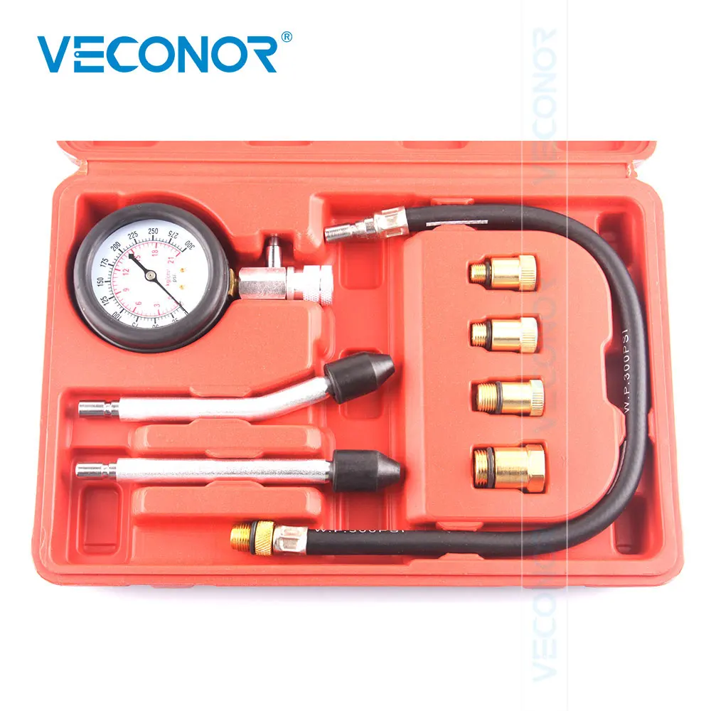 Engine Oil Compression Gauge Tester Set Cylinder Diagnostic Tool for Car Motorcycle