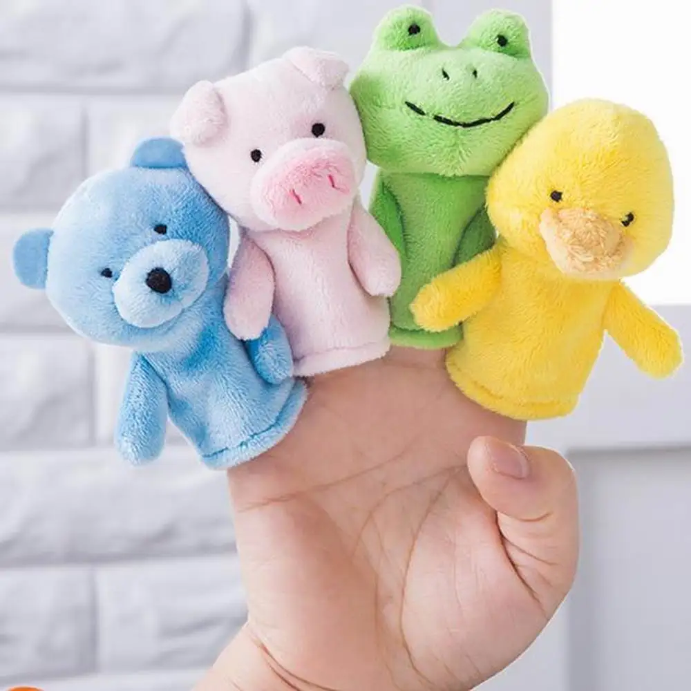 Kawaii – marionnettes à doigt, Mini Animal grenouille, Puzzle, chiot, cochon, Lion, singe, ours, canard, éléphant, poupée pour bébé