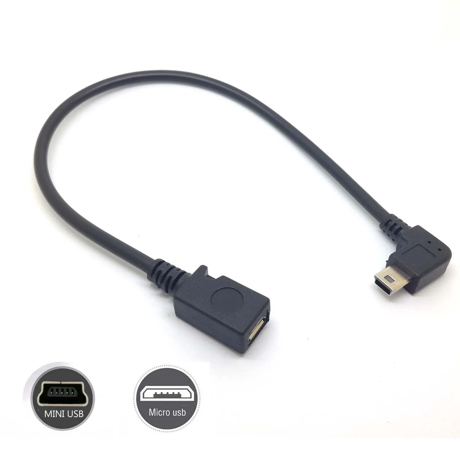 Mini rodzaj USB A mikro USB męski B żeński 90 stopni prawy/lewy Adapter kątowy kabel/dane i ładowarka obsługuje