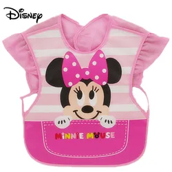 Bavoir imperméable à manches courtes Disney Minnie pour bébé garçon et fille, tablier d'alimentation pour enfant avec poche, blouse pour le rôt et le grill