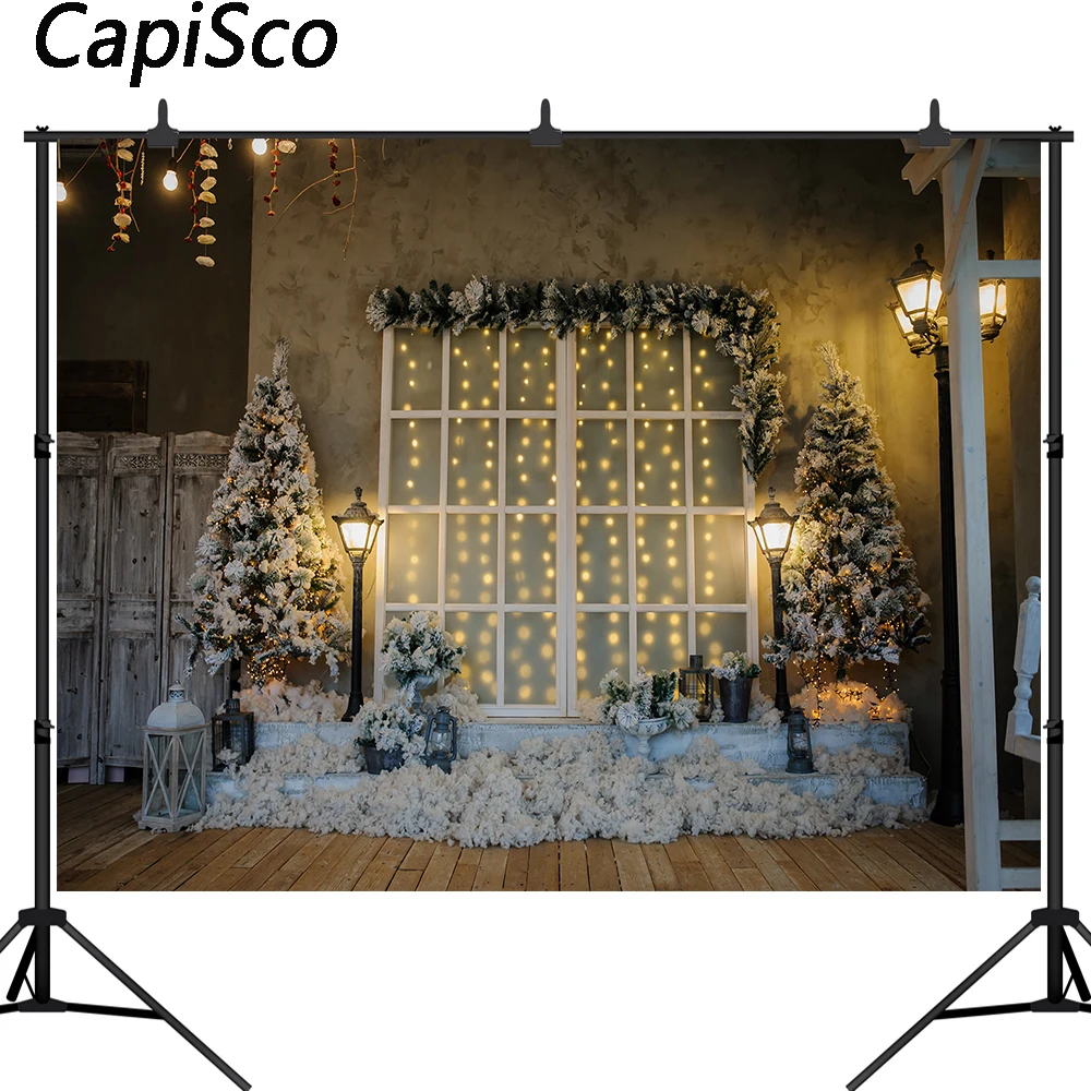 

Capisco Photography Background Winter Christmas Tree Flash window Decoration Christmas Backdrops for Photo Studio Photocall